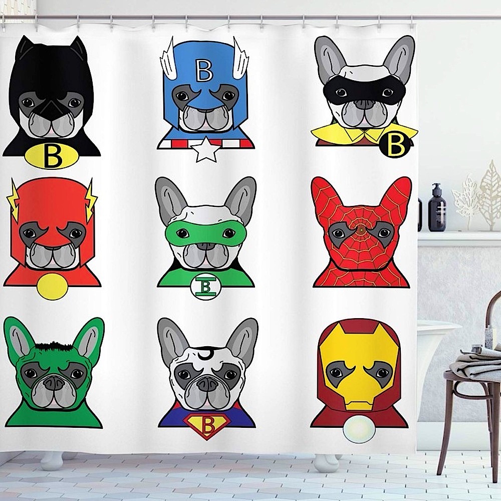 Superhero⚡️🐾Frenchie Shower Curtain
